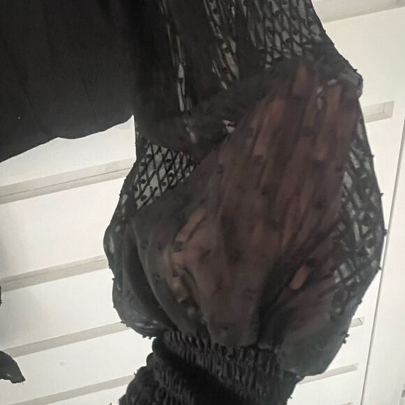 Urban Outfitters Gorgeous Black Top with Shear Gorgeous Detail Sleeves Small - Picture 16 of 16